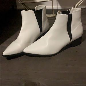 Pointed toe white booties